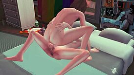 Perverted futanari Chloe slams hard anal and facefuck in Sims 4 hentai