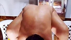 exhibitionist slut rips clothes for anal show