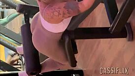 Milf flaunts ass at gym, gets horny boy to fuck her pussy hard. Complete on cassiflix.