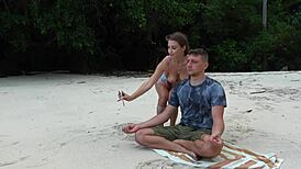 meditation on beach turns into sloppy blowjob from stranger girl. what a wild surprise
