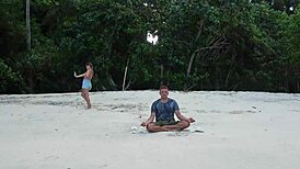 meditation on beach turns into sloppy blowjob from stranger girl. what a wild surprise