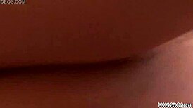 pony-tailed teen got sprayed with cum before a rough doggystyle fuck.