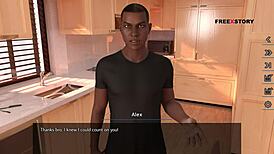 Alex shakes hard dick watching landlady's nude yoga