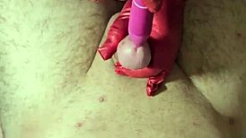 i give a hand job with vibrating stick for deep massage and huge cum.