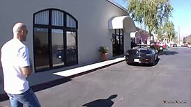 Ebony whore in miniskirt gets drilled hard on the street