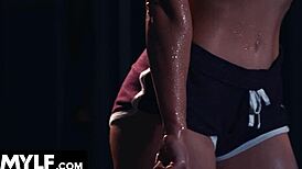 busty fit milf sophia locke ends sweaty workout in gym