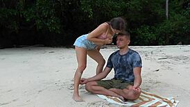 meditation on beach turns into sloppy blowjob from stranger girl. what a wild surprise