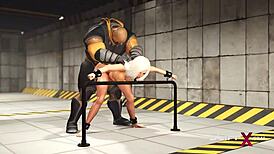 Sci-Fi BDSM Bunker Action with Sexy Young 18+ Blonde Cuffed and Ass-Fucked