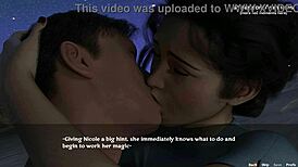 beautiful cheating wife milf with big ass and perfect big tits creampied by big young 18+ cock on beach at night in 3d animated ntr porn game part 18