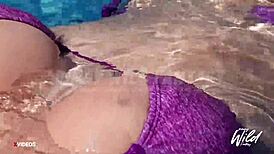 busty pinay reveals her big tits while lounging in the pool, causing a scandal