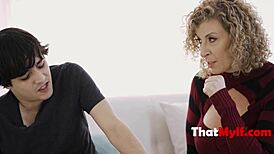 Curly-Haired Milf with Big Tits Bangs Smug Help to Dodge Trouble