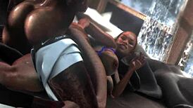 ginger head gets bent over for big black cock in secondlife