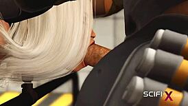 Sci-Fi BDSM Bunker Action with Sexy Young 18+ Blonde Cuffed and Ass-Fucked