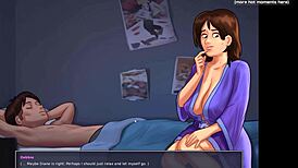3D adult cartoon of old and young MILF's sexy bathing scene