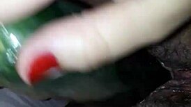 Claudia enjoys her cucumber solo session