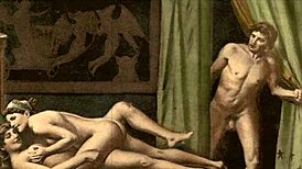 Vintage Erotic Illustration Of Anime Characters In Retro Style