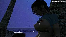 beautiful cheating wife milf with big ass and perfect big tits creampied by big young 18+ cock on beach at night in 3d animated ntr porn game part 18