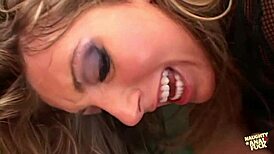 Kinky blonde takes two cumshots in anal while gagging on heels