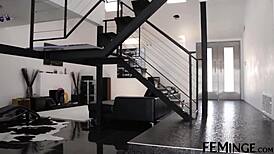 i lick redhead teen's pussy with strapon orgasm