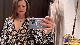 Small petite brunette showing off her curves in a see through haul