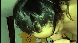 Petite Colombian teen sucks pussy and blows cock like pro.