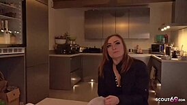 German scout interviews redhead hooker Alice, feeling nervous as she gets fucked on camera for the first time.