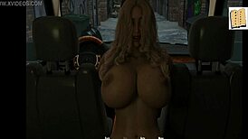 Animated game with big boobed blonde in car action