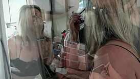 lesbo swingers engage in strap-on play and pussy licking foursome