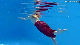 mimi cica shows off her tight pussy in swimming pool erotics