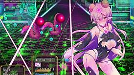 Quarta Knight bound in tight bondage with big ass and tits in hentai anime game.