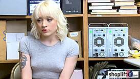 Hot blonde teen with small tits busted by a strict policeman