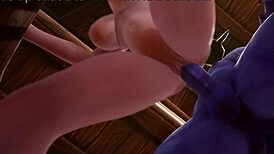 Hey, check out this blue man elf warcraft parody with big curves.