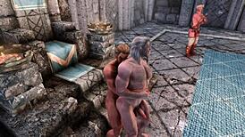 skyrim gay porn fuck fest at the palace of the kings, bent over blowjob and doggystyle with big cock monster cock jerking off