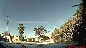 Naked brunette Soma in stockings walks LA streets for POV blowjob