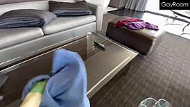 How does Sage Roux handle that big cock in fishnet suit?