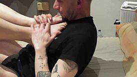 My busty lover tells me to suck her feet it gets horny