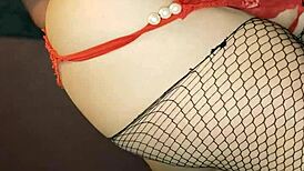 Festive Striptease Reveals Thong and Ripped Clothes During Christmas Celebration