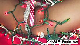Charley Chase feels the thrill of sucking that big Christmas cock passionately.