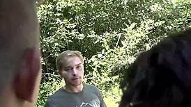 Danny Wilcoxx bends over Asian jock Levy Foxx for bareback anal breeding and riding.