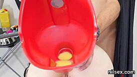 Hey, watch this frisky sweetie get dragged to an anal nuthouse for bizarre banging.