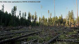 Naked Girl Masturbates in Forest Setting