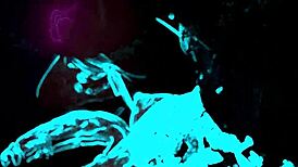 feline the blue moans with monster cock in hentai action