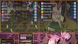 Quarta Knight bound in tight bondage with big ass and tits in hentai anime game.