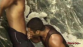 i seen two big hard dicked dudes mouth fucking a tanned twink on the beach