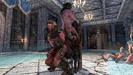 skyrim gay porn fuck fest at the palace of the kings, bent over blowjob and doggystyle with big cock monster cock jerking off