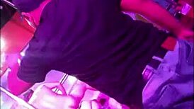 Night club in Ecuador sets the scene for a Venezuelan babe dancing sexy on the desk