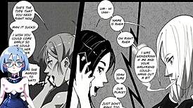 girls enjoy a fun night out together in anime style.