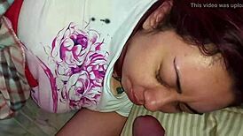 Teen Latina Feels Intense Pleasure As Stepfather Cums On Her Face