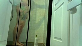 Short Shower Scene In Paris: Big Tits Milf Fucked In The Shower With Dildo And Cum