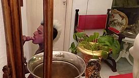 masked older gay man in amateur scene